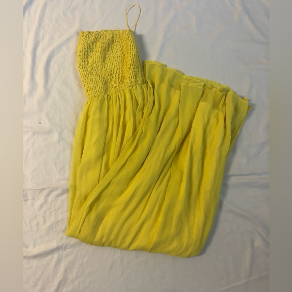 CUTE YELLOW TUBE TOP CHIFFON JUMPSUIT SIZE 2X - Picture 7 of 12